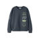 NAME IT KIDS rechtvallende sweater met print - grijsblauw
