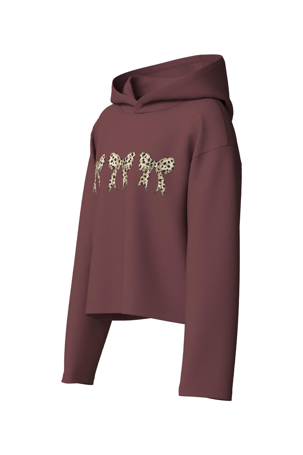 NAME IT KIDS oversized hoodie met print - roodbruin