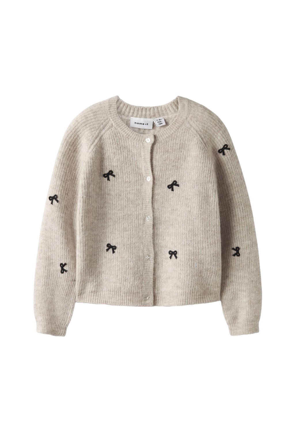 NAME IT KIDS rechtvallend gebreid vest met print - beige