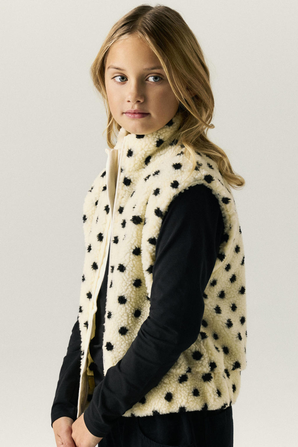 NAME IT KIDS jacquard gilet met stippen - beige