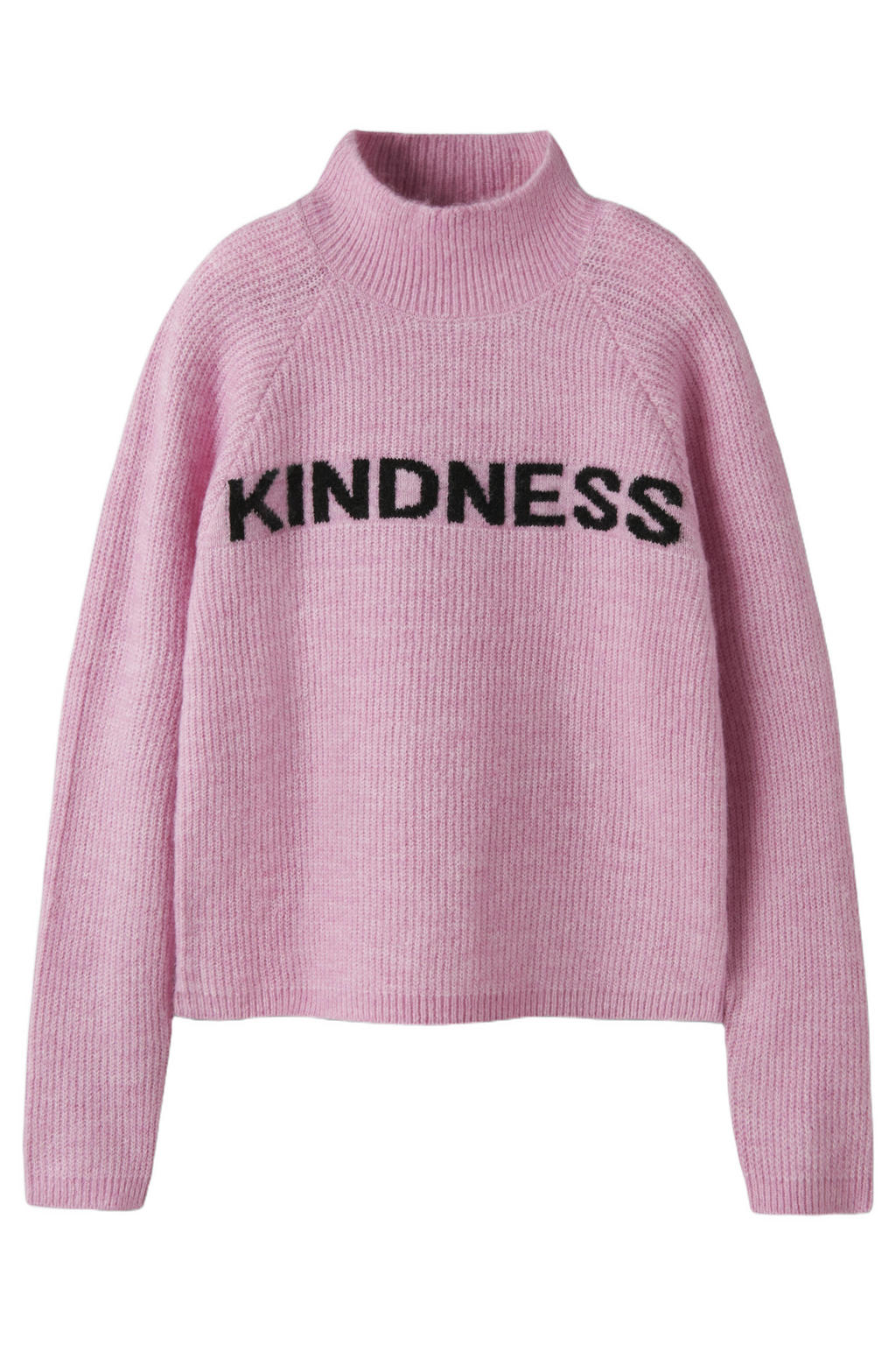 NAME IT KIDS rechtvallende gebreide trui met tekst en wol - roze