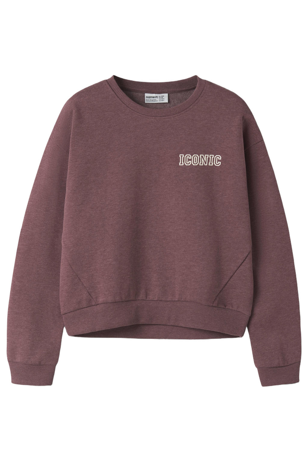 Donkerrode meisjes NAME IT KIDS sweater met tekst print, lange mouwen en ronde hals