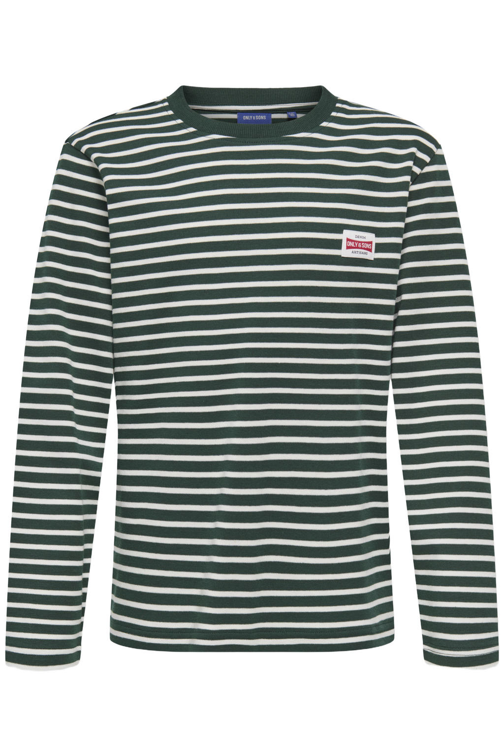 ONLY & SONS JUNIOR gestreepte longsleeve - donkergroen