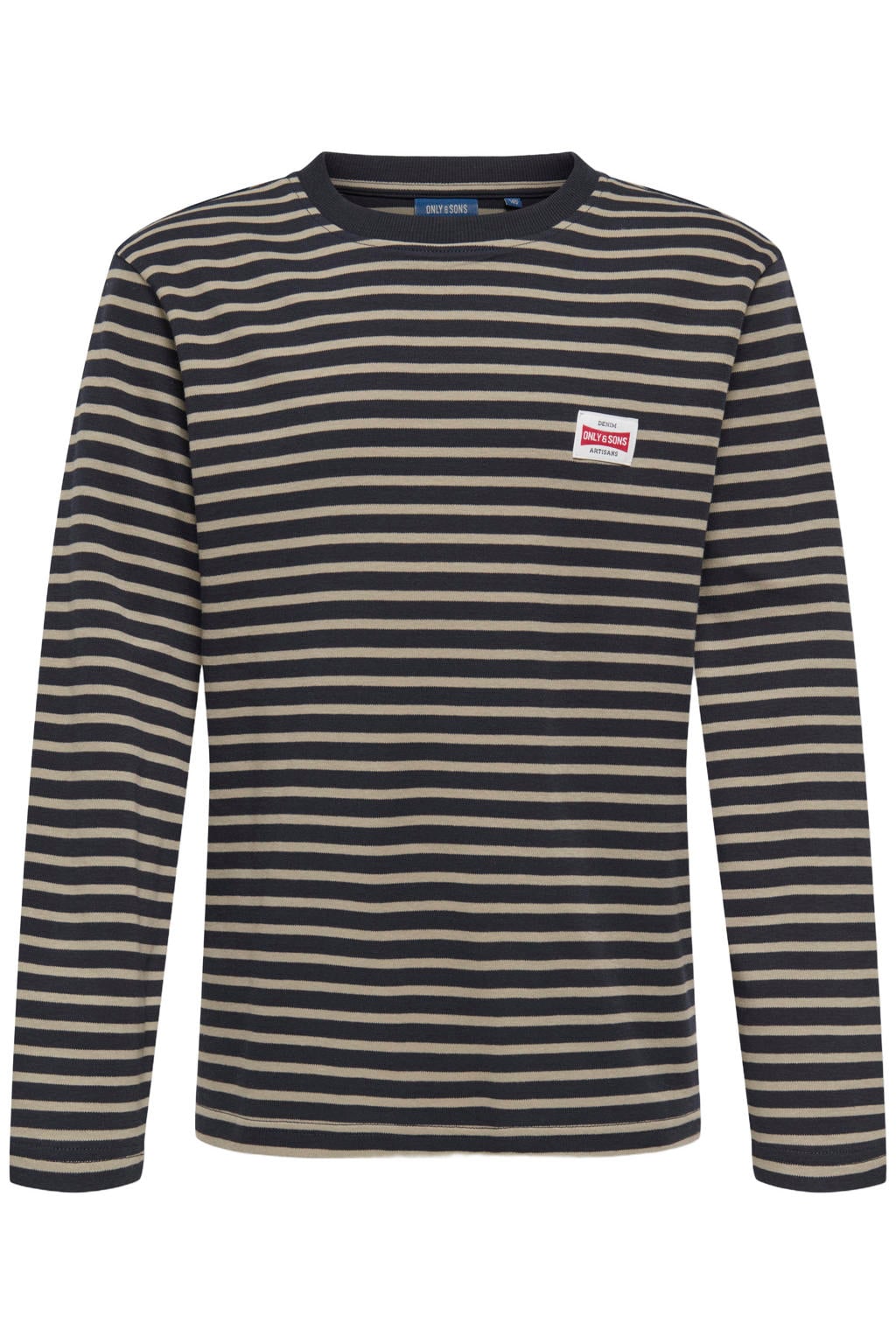 ONLY & SONS JUNIOR junior gestreepte longsleeve - donkerblauw