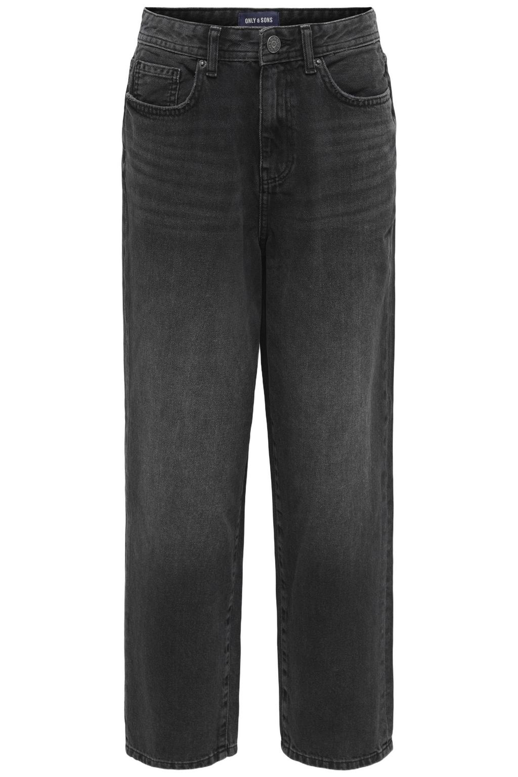 Black denim jongens ONLY & SONS JUNIOR loose fit jeans van denim met effen