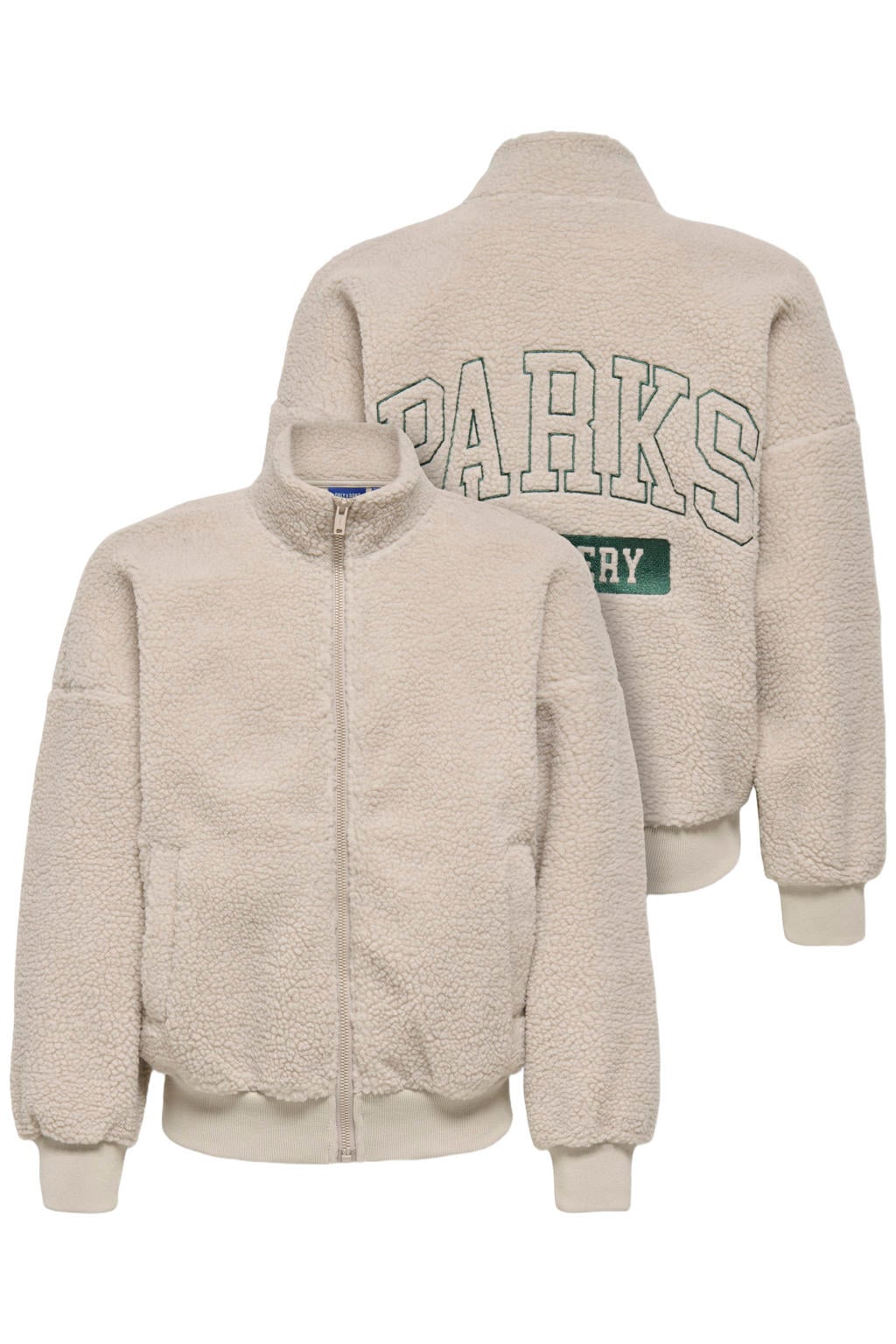 ONLY & SONS JUNIOR teddy sweatvest met backprint - ecru