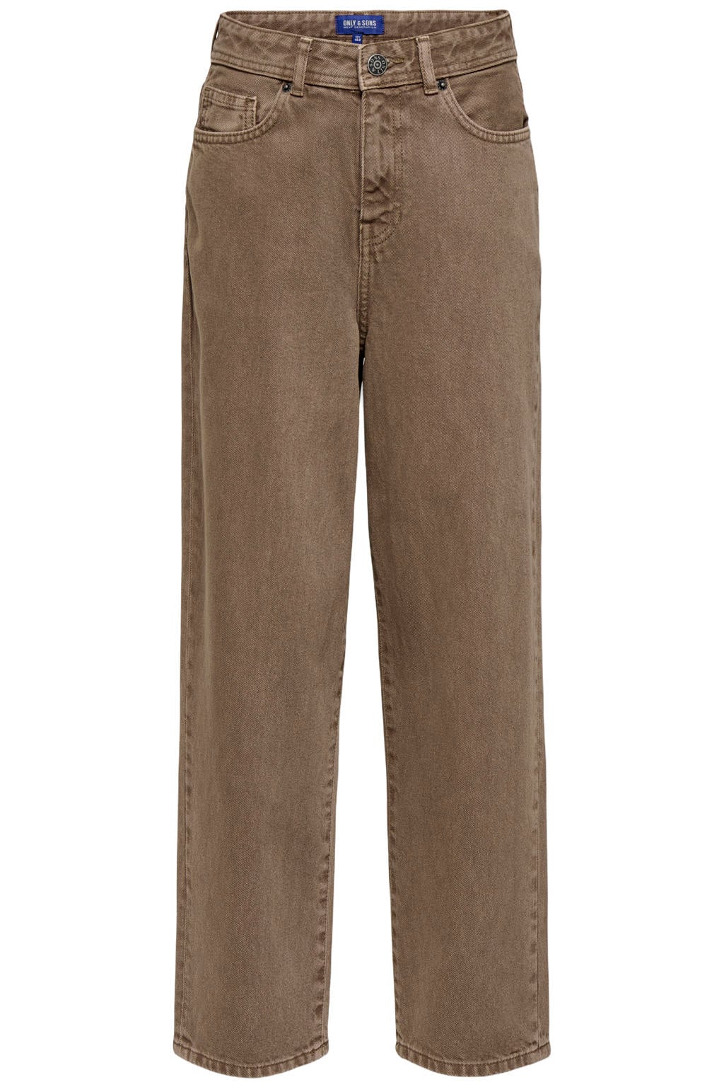 Bruine jongens ONLY & SONS JUNIOR loose fit jeans van denim met regular waist en effen