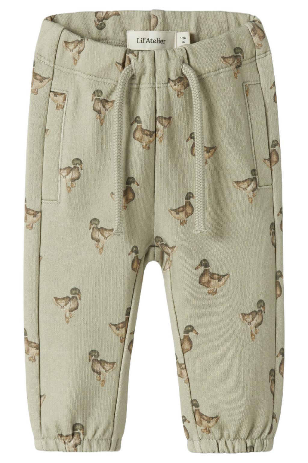 Groene jongens LIL' ATELIER BABY babybroek van sweat materiaal met elastische tailleband met koord