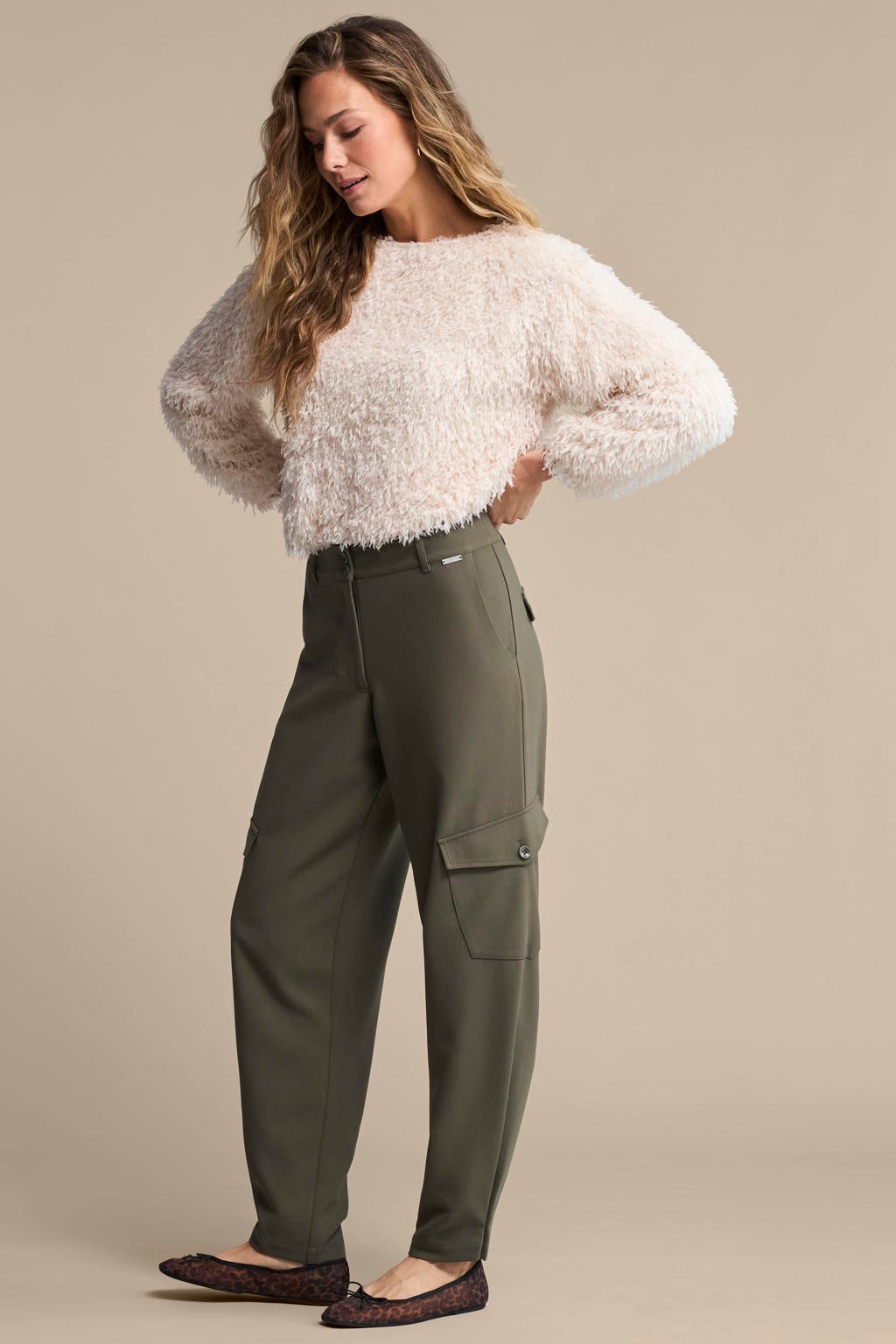 Red Button high waist barrel broek - groen