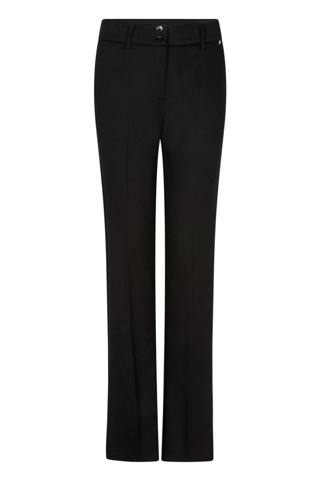 Zwarte dames Red Button flared broek van polyamide met regular waist, rits- en knoopsluiting en effen