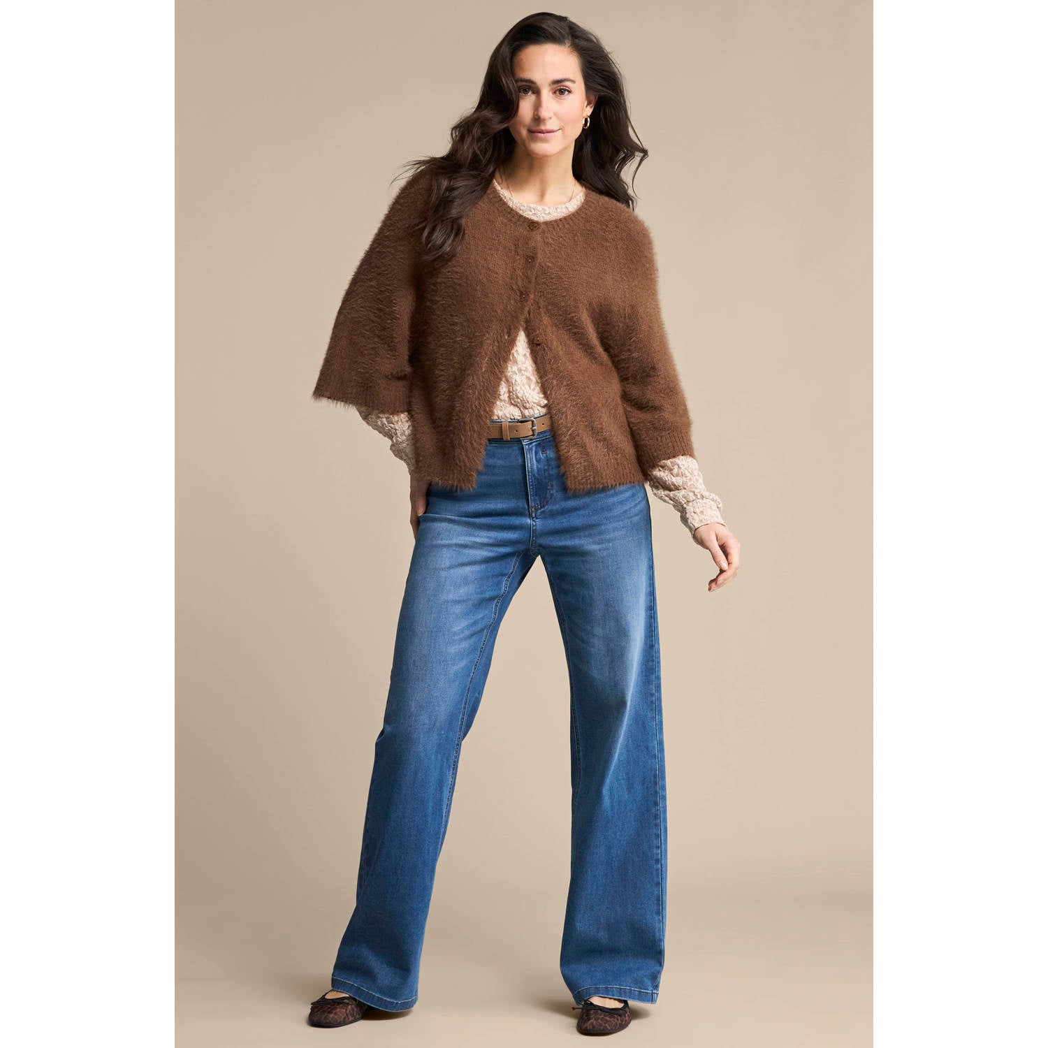 Red Button high waist wide leg jeans stone used
