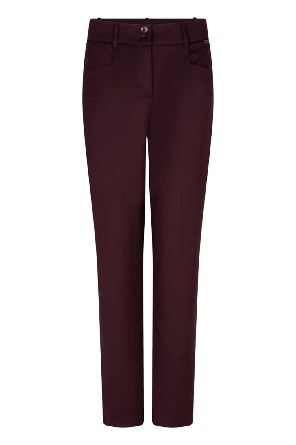 Donkerrode dames Red Button slim fit broek van polyamide met regular waist en effen