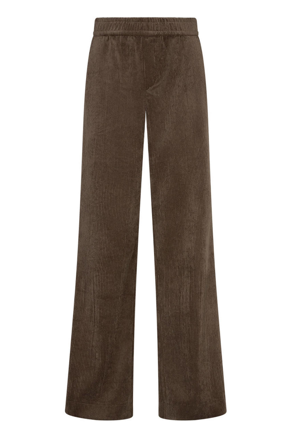 Taupe dames Red Button corduroy wide leg palazzo broek met high waist en effen