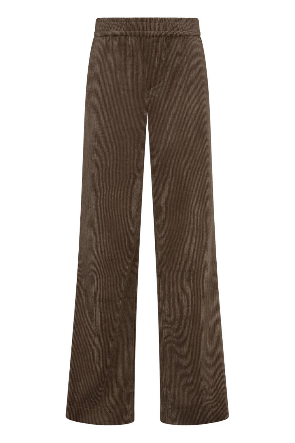 Taupe dames Red Button corduroy wide leg palazzo broek met high waist en effen