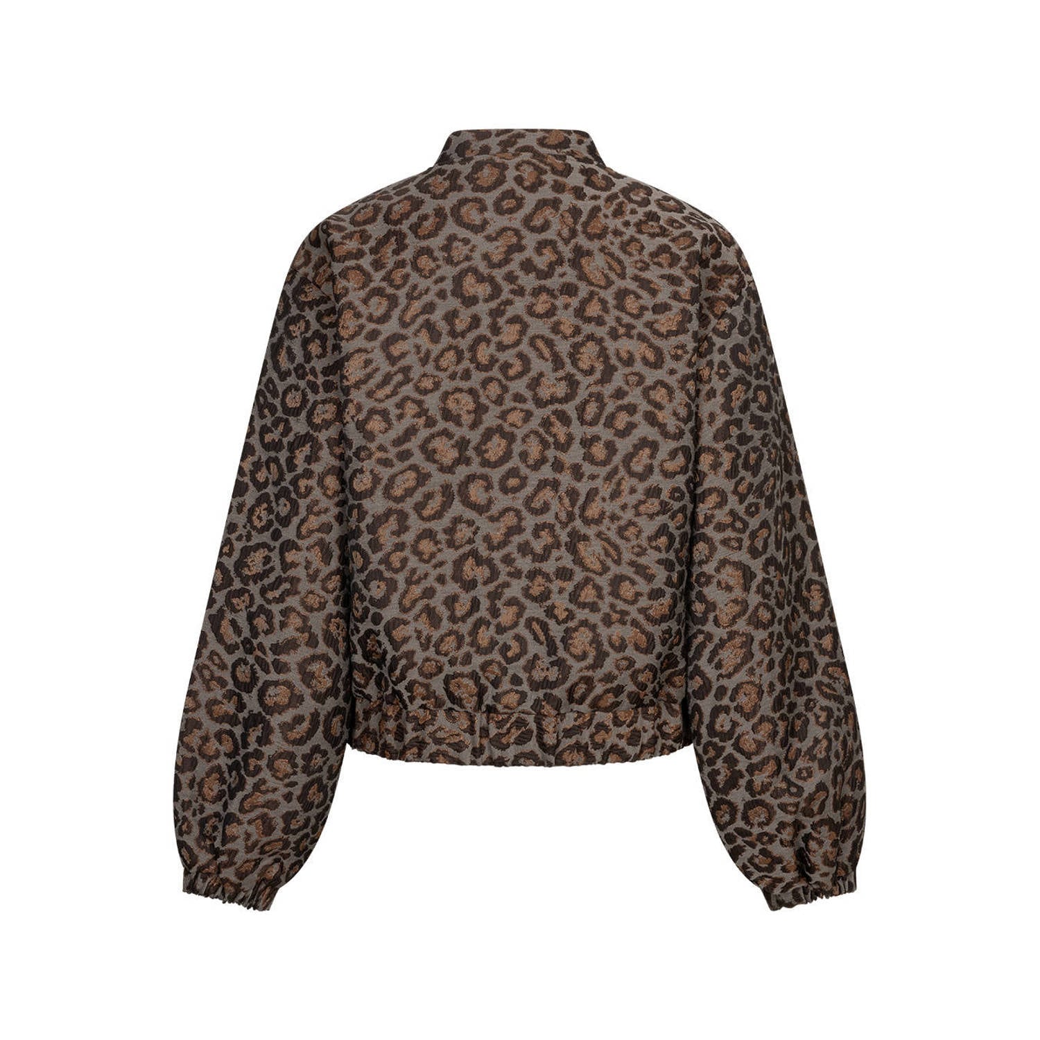 Red Button jacquard bomberjack met glitters en panterprint grijsbruin