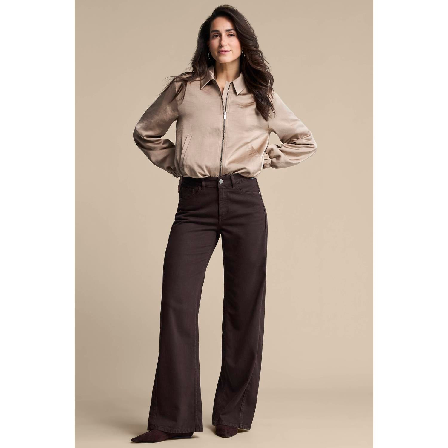 Red Button wide leg jeans donkerbruin