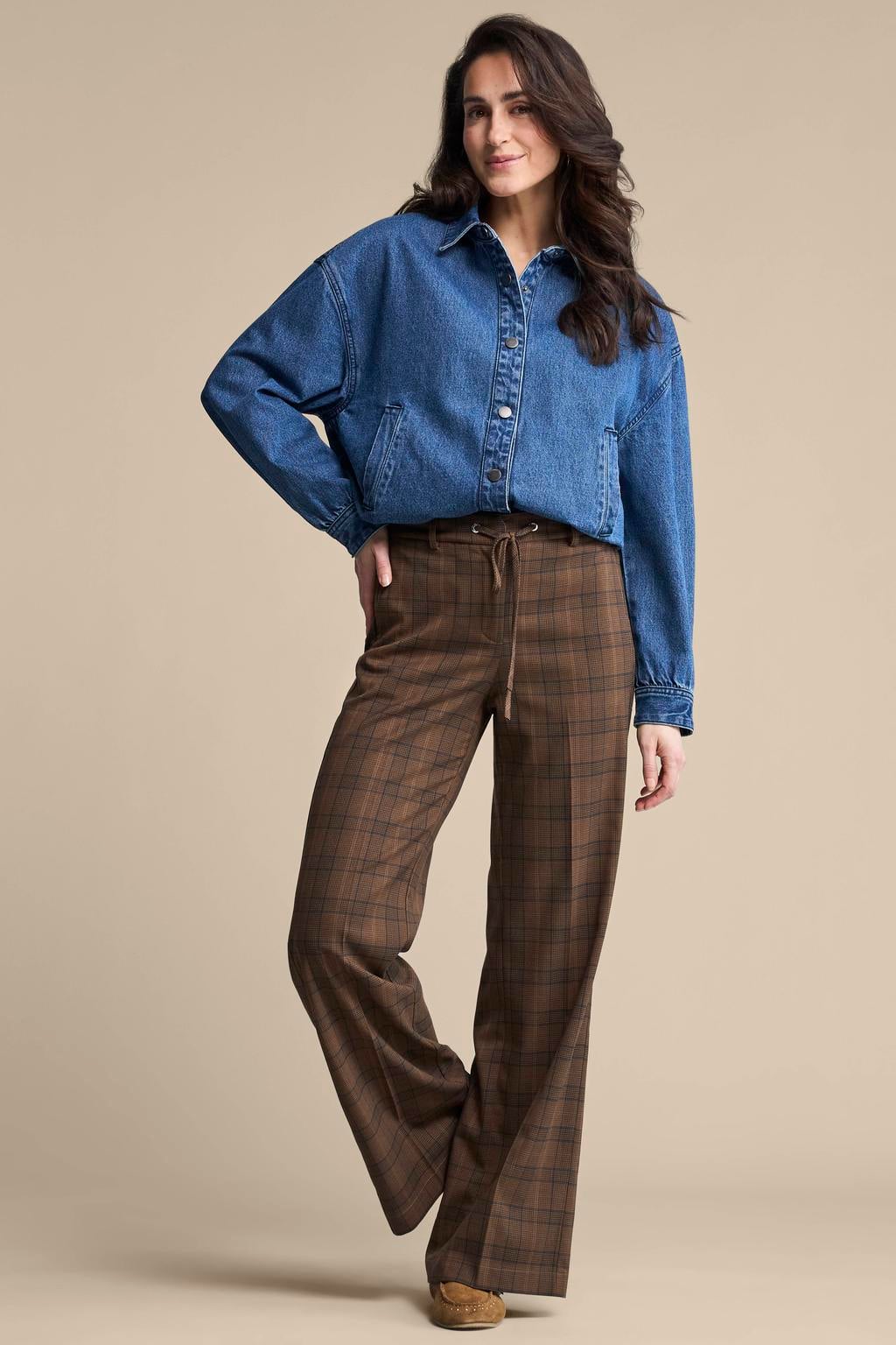 Red Button wide leg geruite palazzo broek - bruin/blauw