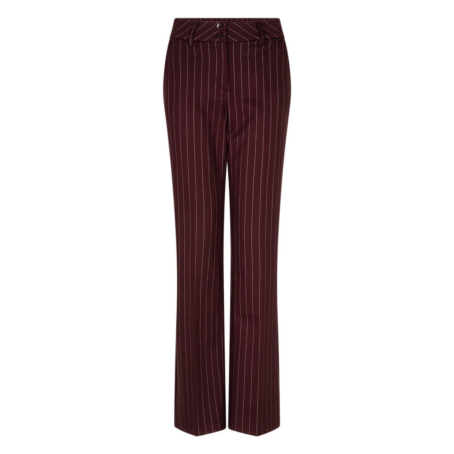 Red Button gestreepte gebreide flared broek burgundy