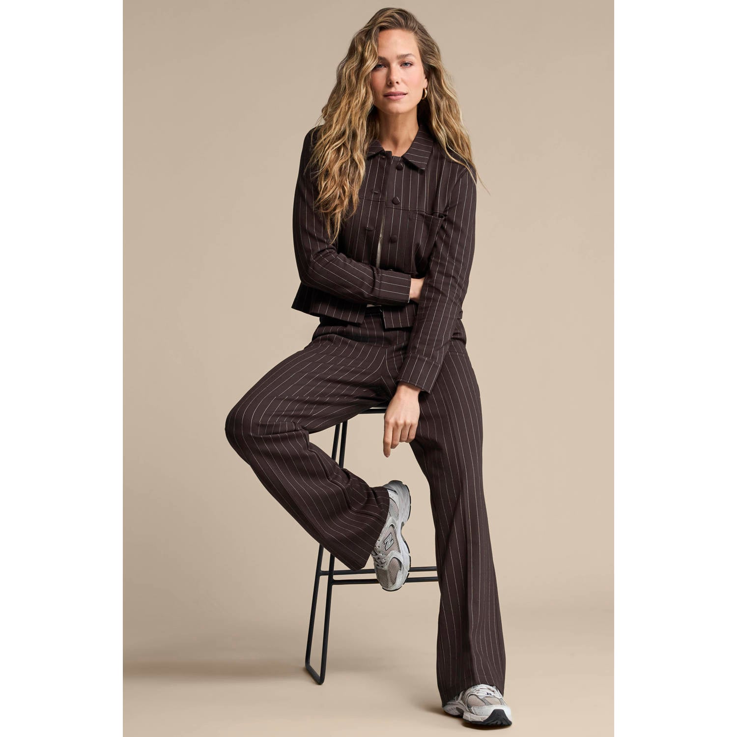 Red Button gestreepte jacket espresso