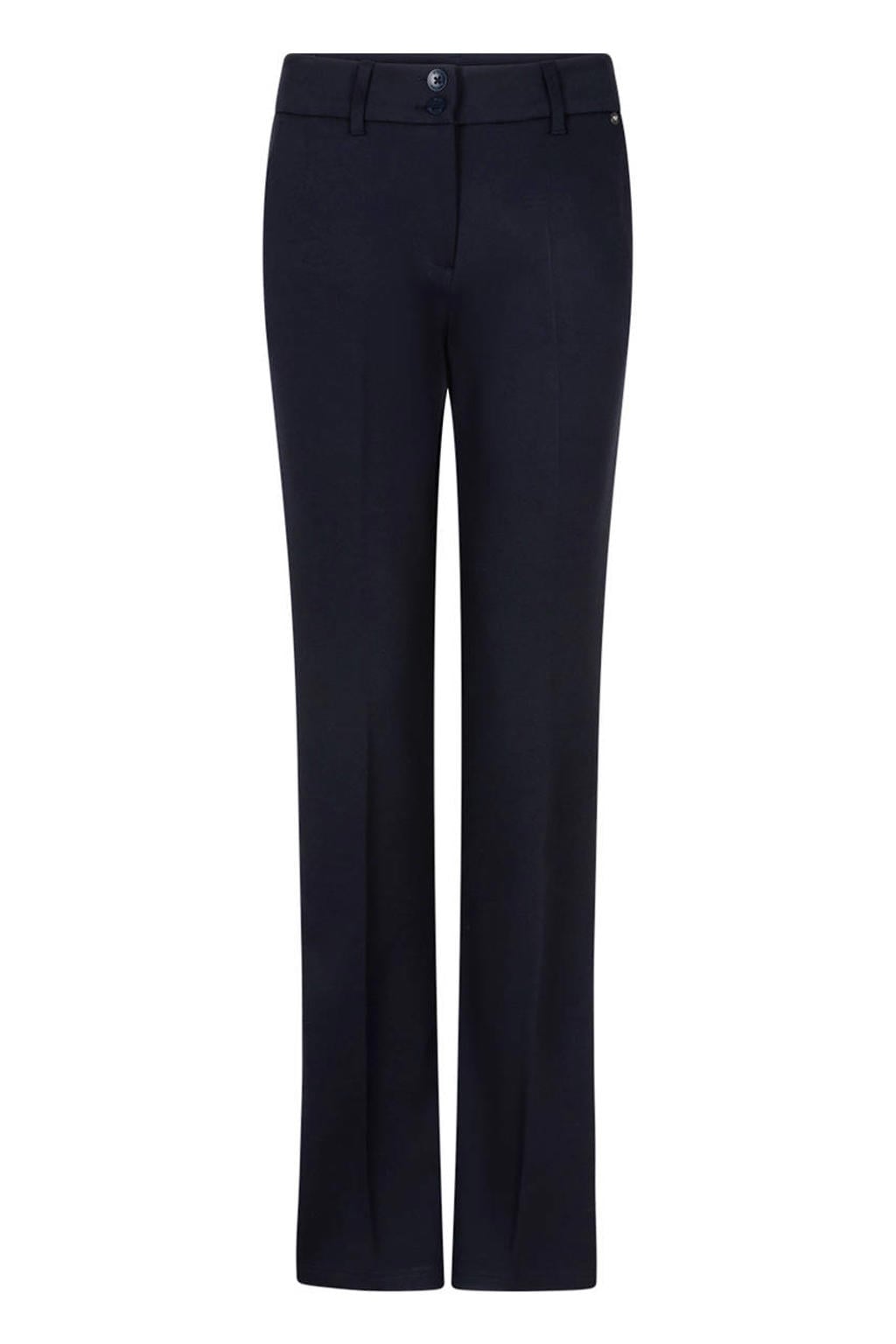 Donkerblauwe dames Red Button slim fit broek van polyamide met regular waist en effen