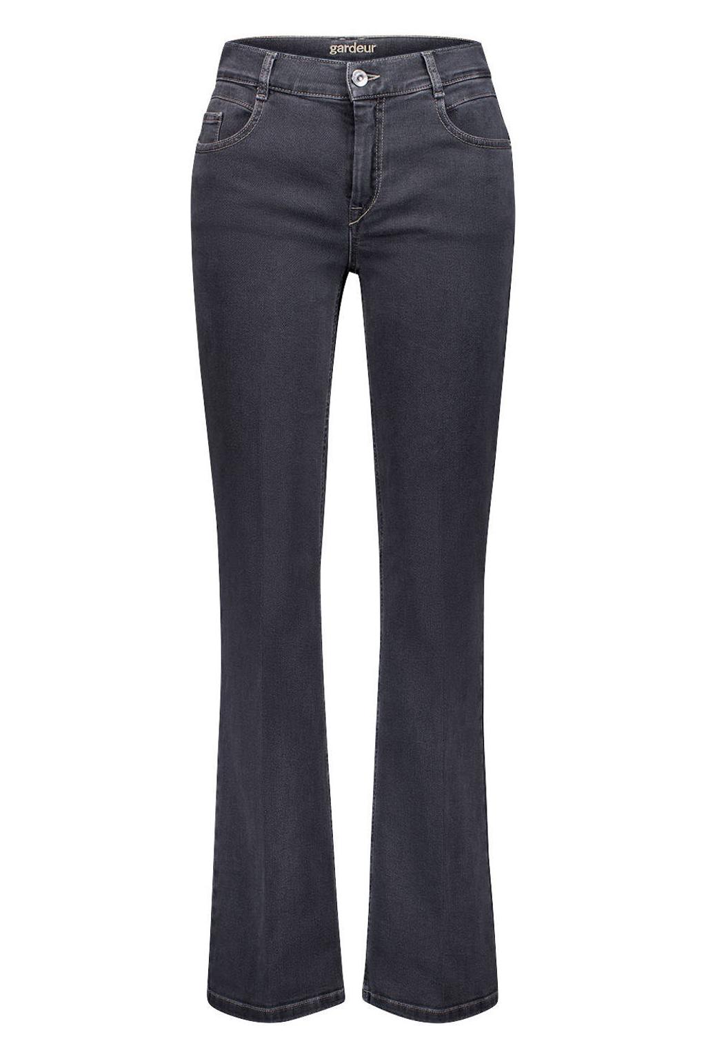 Grey denim dames gardeur flared jeans van denim met regular waist, rits- en knoopsluiting en effen