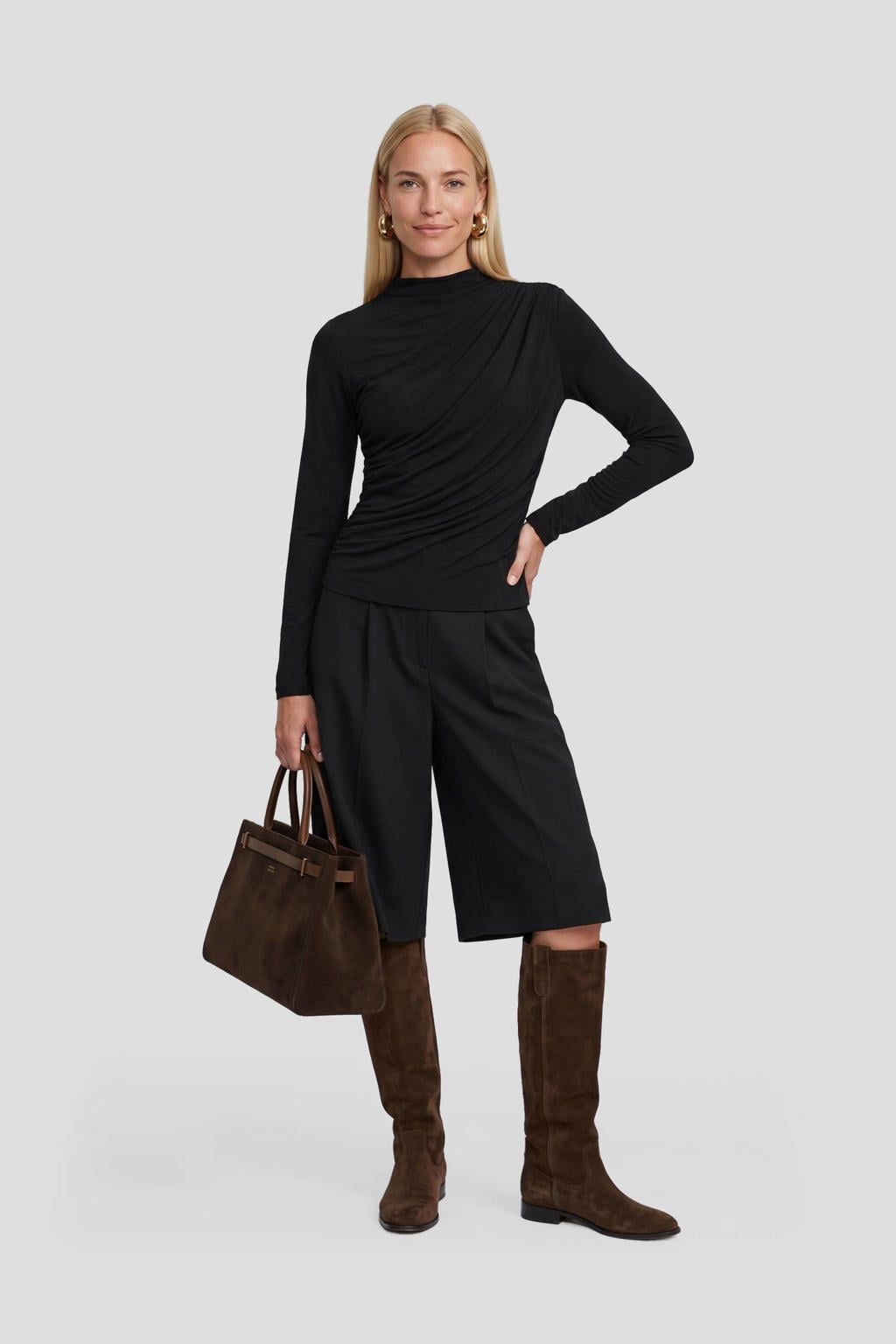 Ruby gedrapeerde jersey top zwart