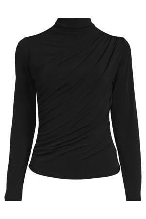 gedrapeerde jersey top zwart
