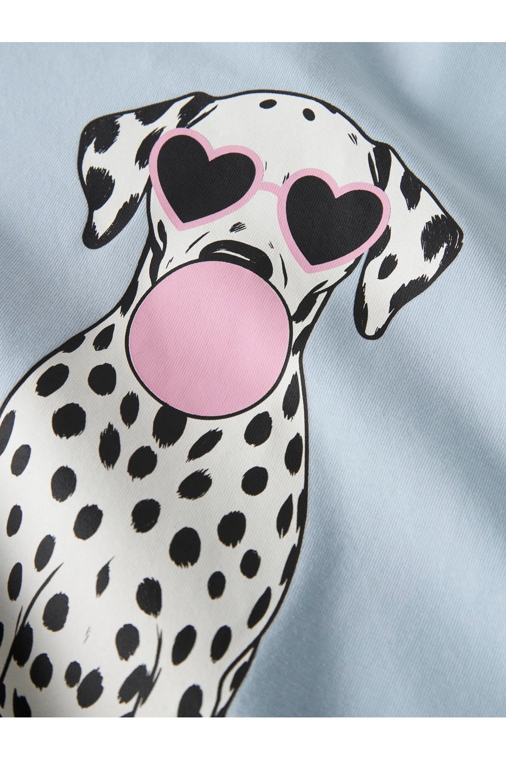 Blauwe meisjes NAME IT KIDS rechtvallende longsleeve van stretchkatoen met printopdruk, lange mouwen en ronde hals