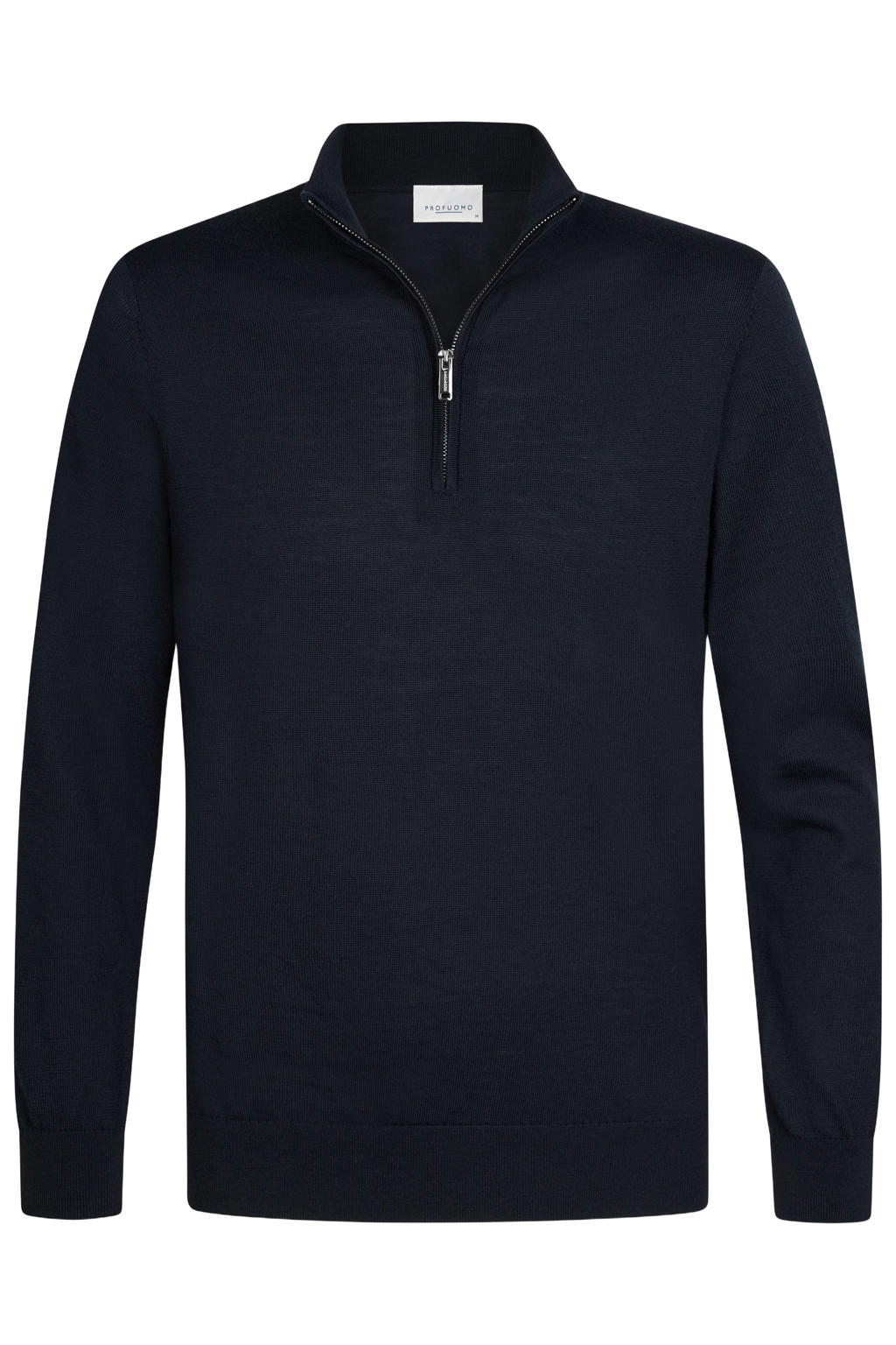Profuomo wollen regular fit gebreide trui - donkerblauw