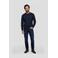 Profuomo wollen regular fit gemêleerde trui - donkerblauw