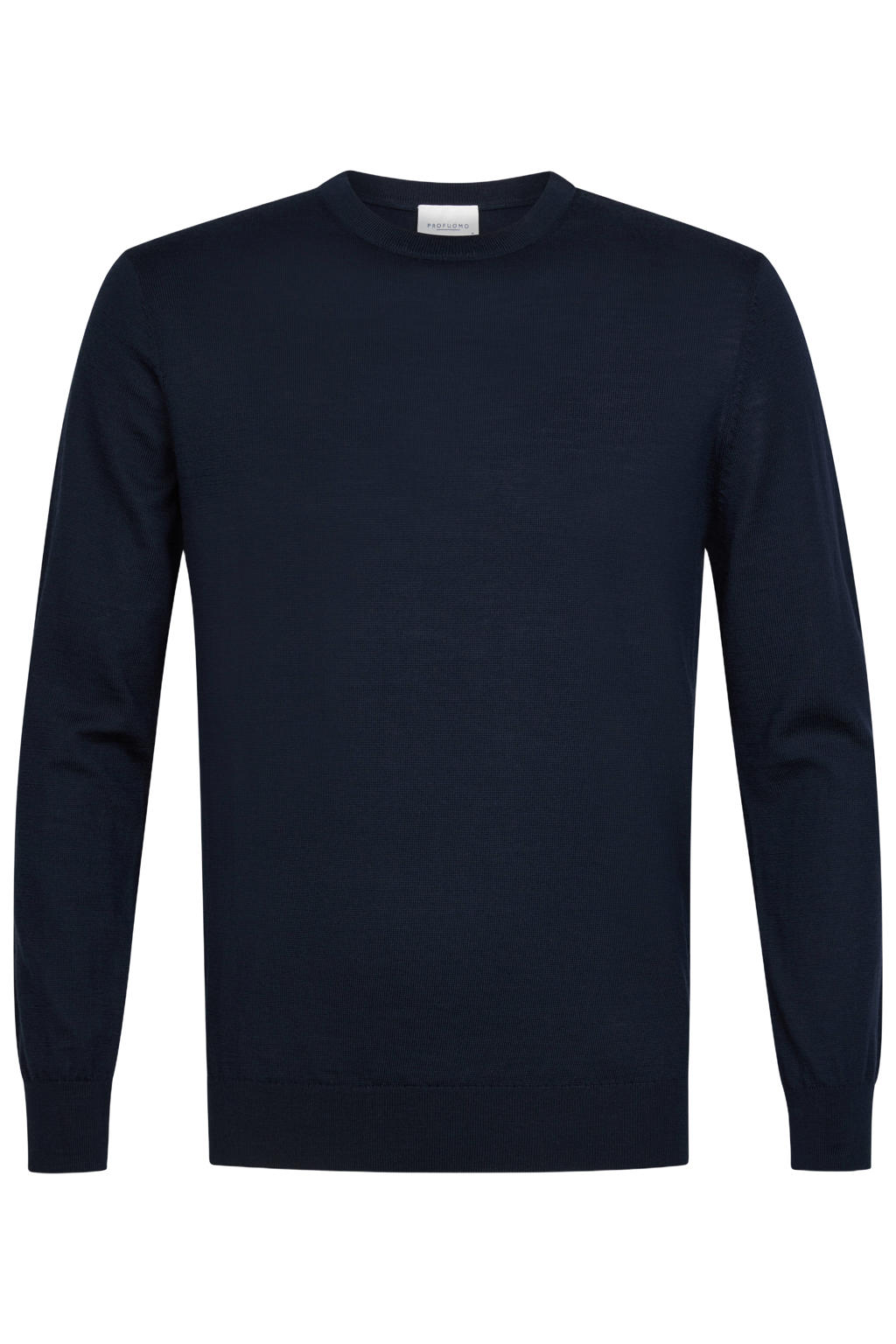 Profuomo wollen regular fit gemêleerde trui - donkerblauw