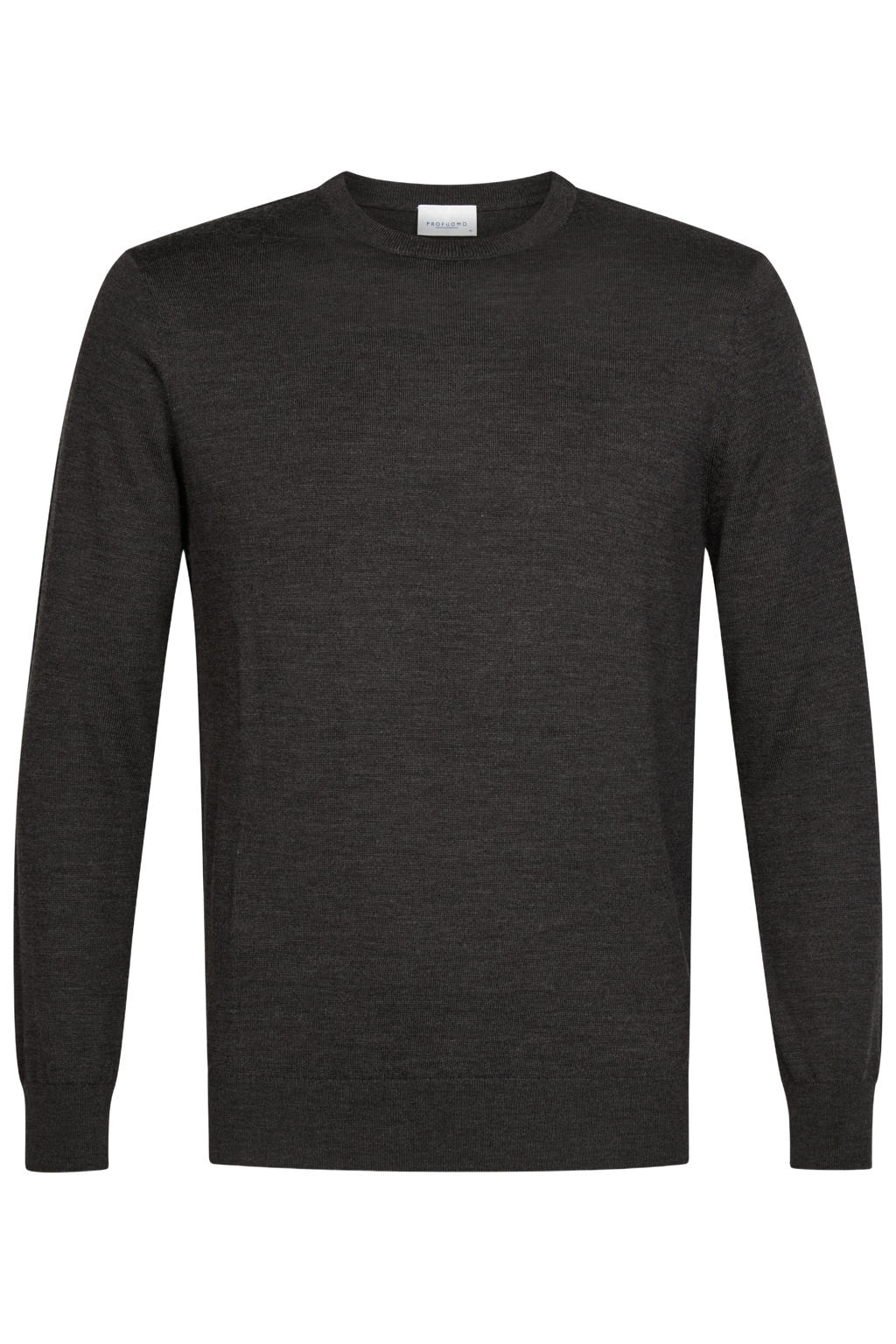 Profuomo wollen regular fit gebreide trui - donkerbruin