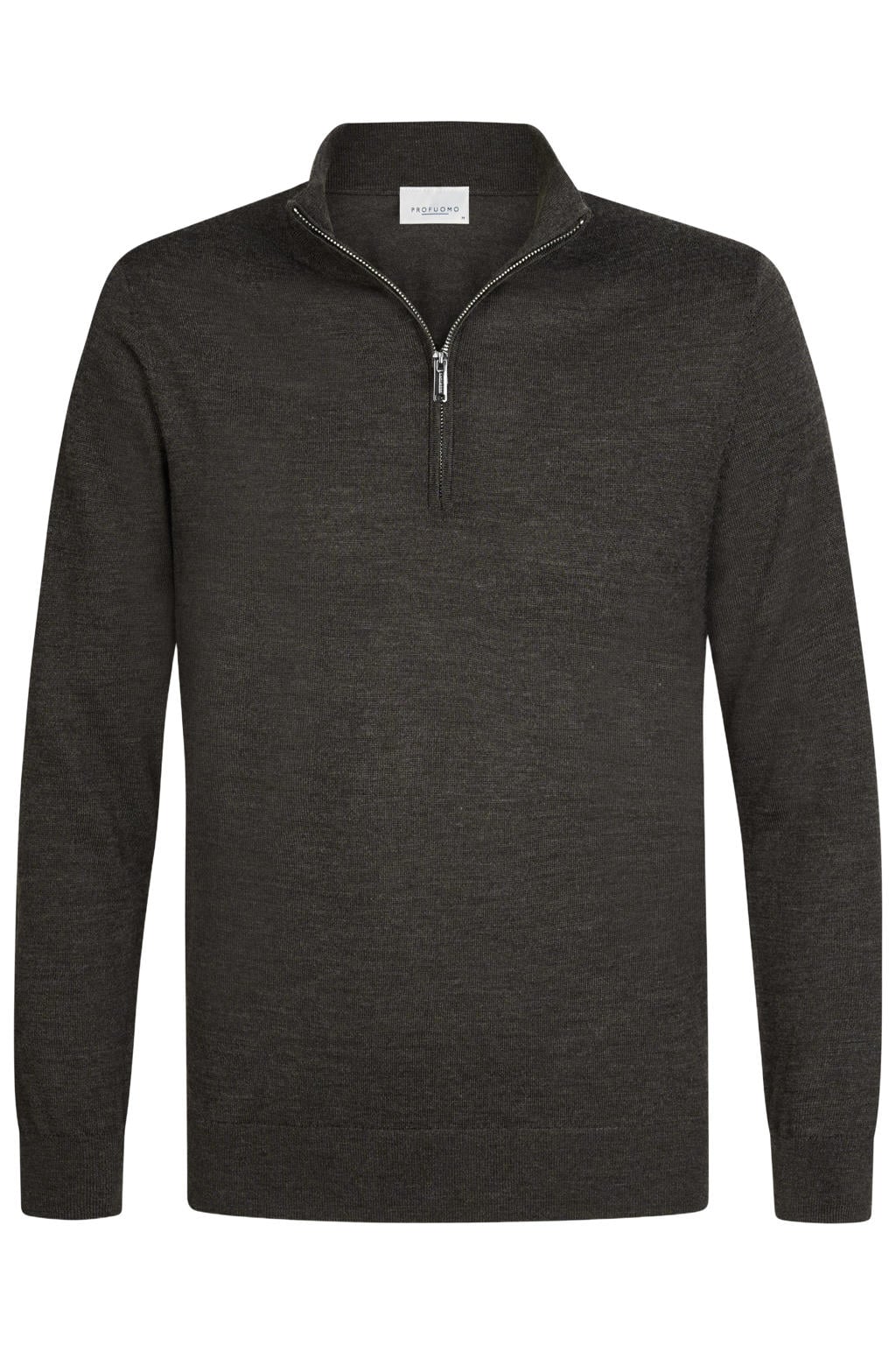 Profuomo wollen regular fit gebreide trui - donkerbruin