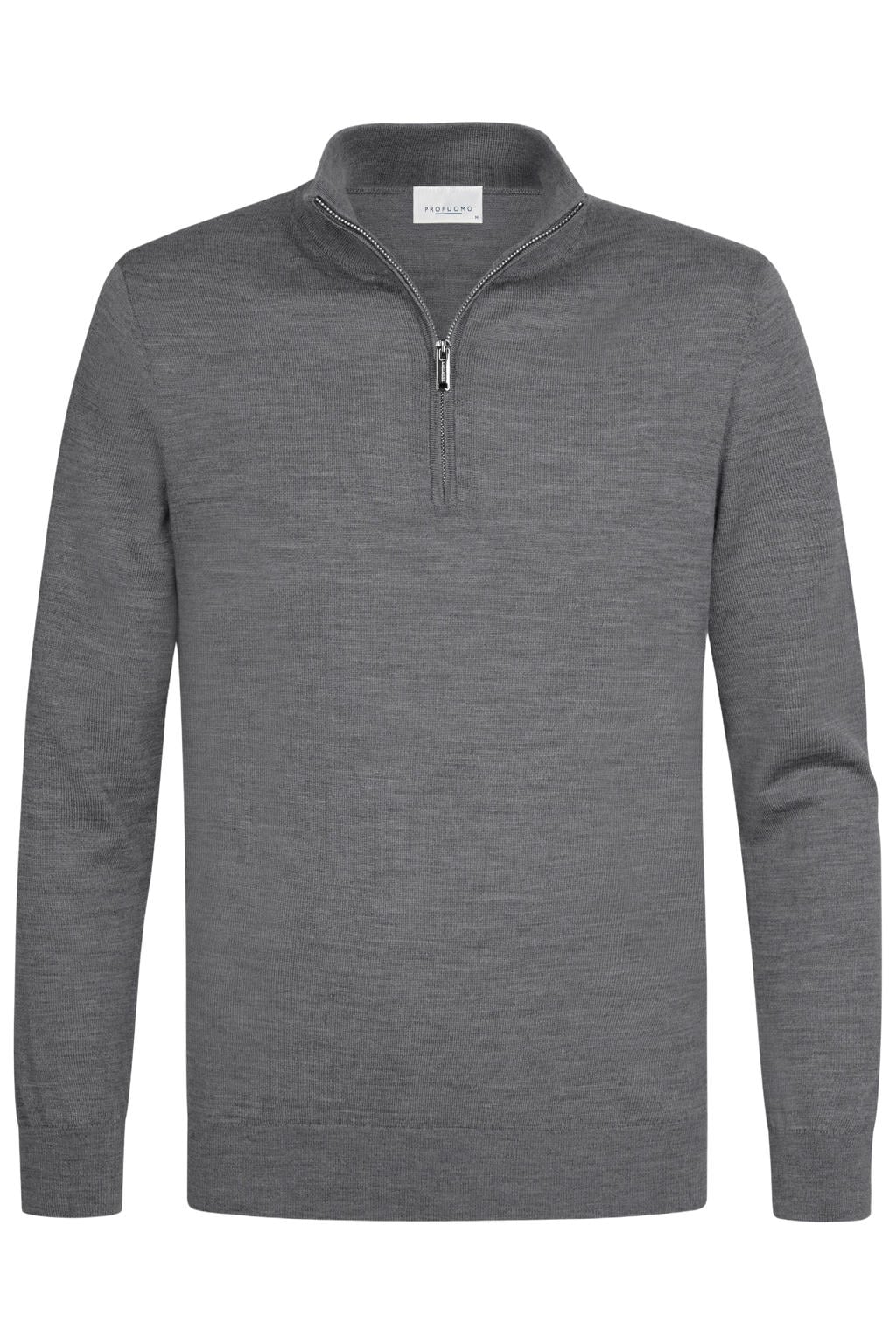 Profuomo wollen regular fit gebreide trui - donkergrijs