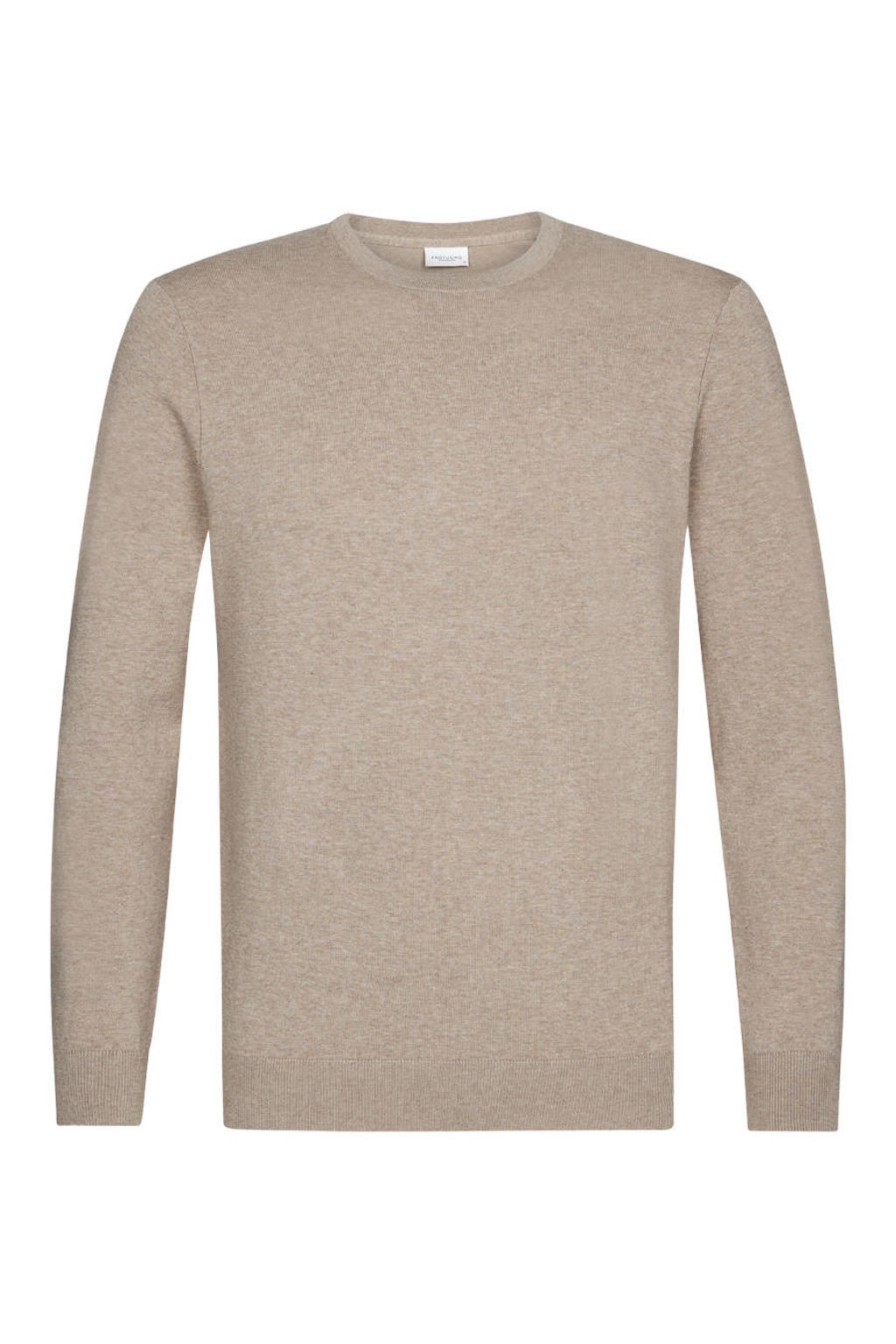 Profuomo wollen regular fit gebreide trui - beige