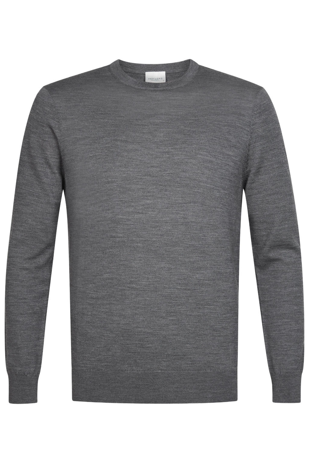 Profuomo wollen regular fit gebreide trui - donkergrijs