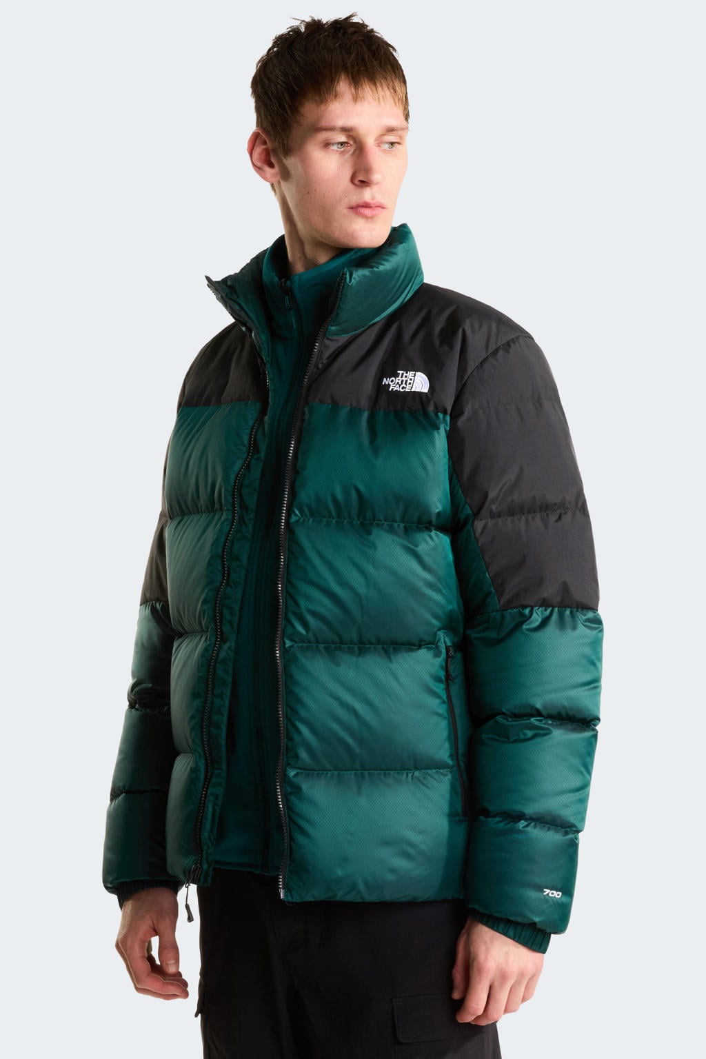 Groen en zwarte heren The North Face Diablo 2.0 jas - van polyester met meerkleurige print, lange mouwen, opstaande kraag en ritssluiting