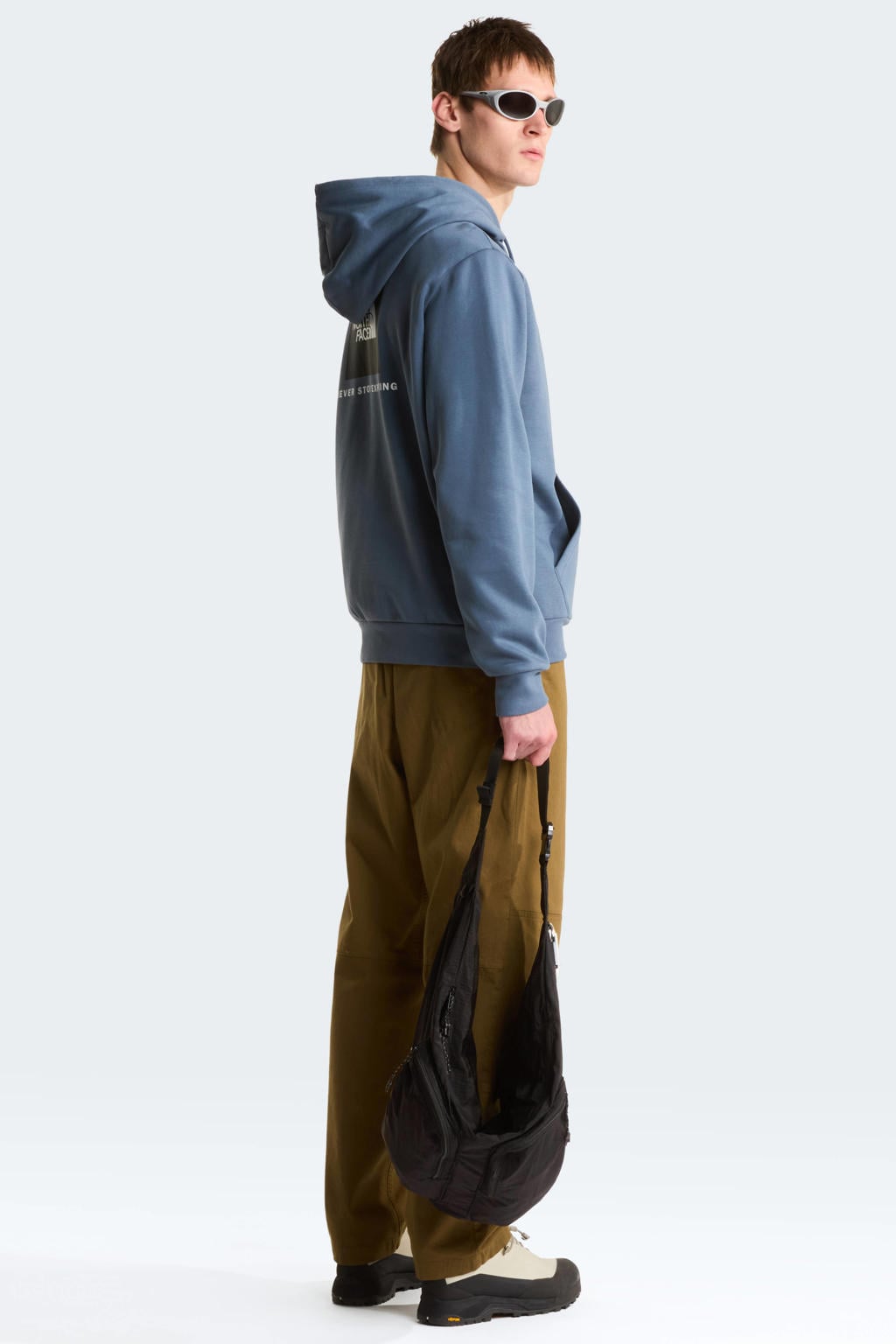 The North Face hoodie met backprint - grijsblauw
