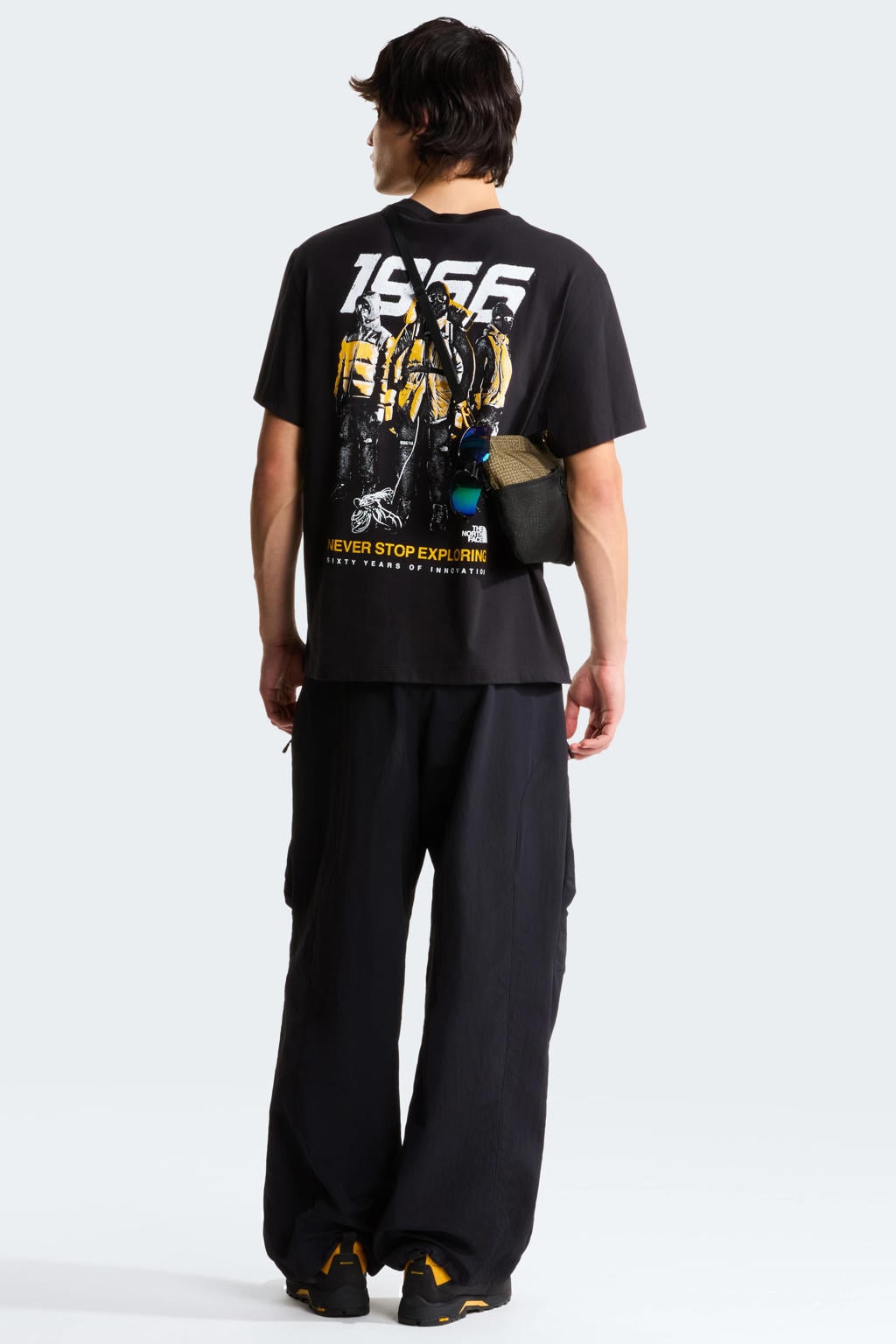 Zwarte heren The North Face T-shirt van katoen met backprint, korte mouwen en ronde hals
