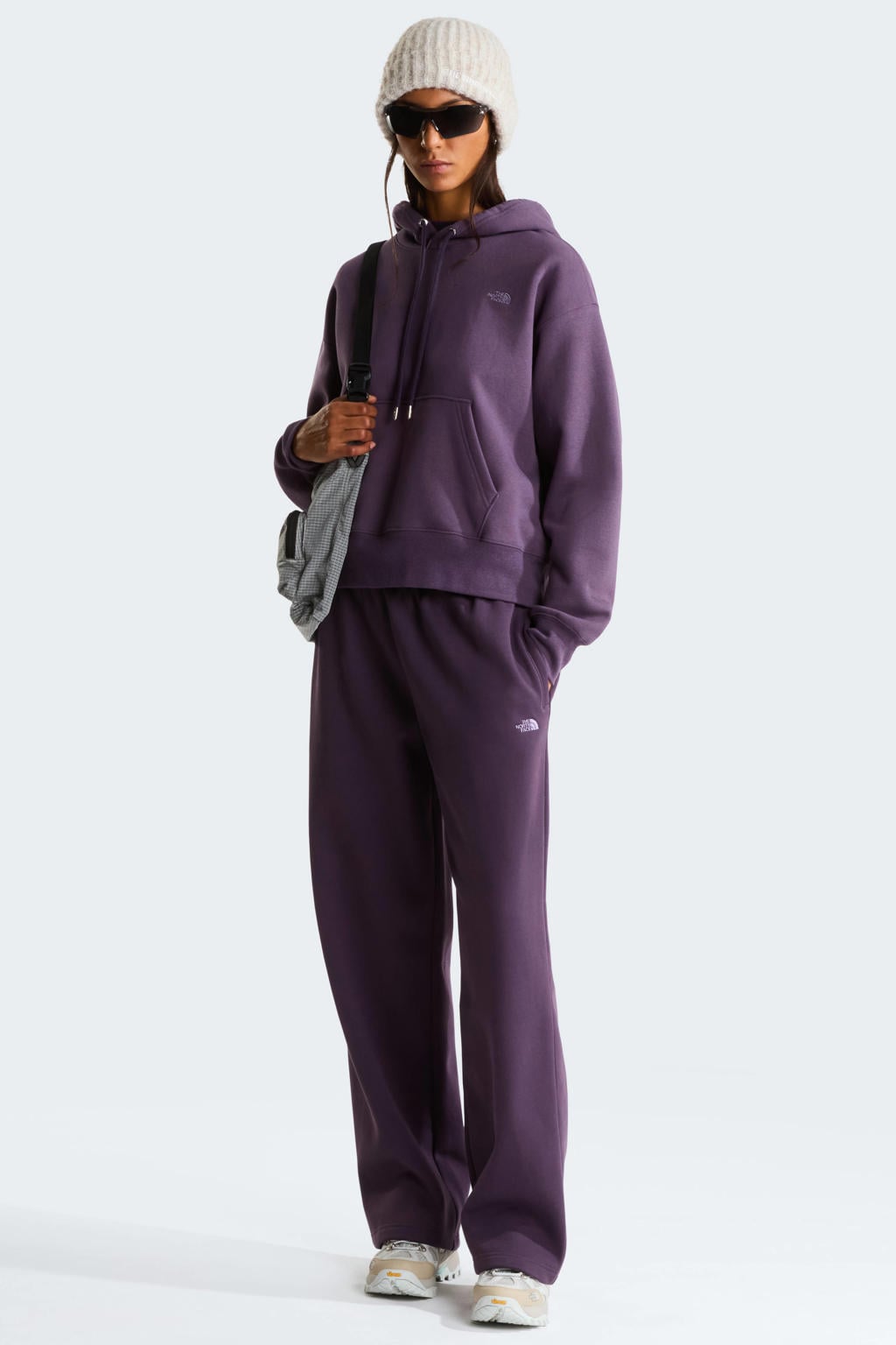 Paarse dames The North Face Essential Simple Dome hoodie van sweat materiaal met effen, lange mouwen en capuchon