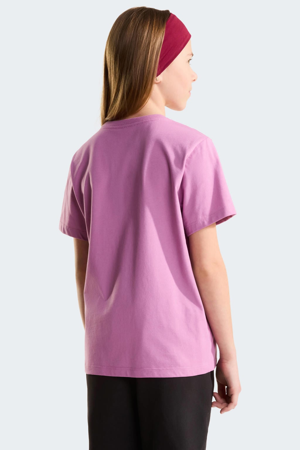 Roze jongens en meisjes The North Face T-shirt- van katoen met logo dessin, korte mouwen en ronde hals