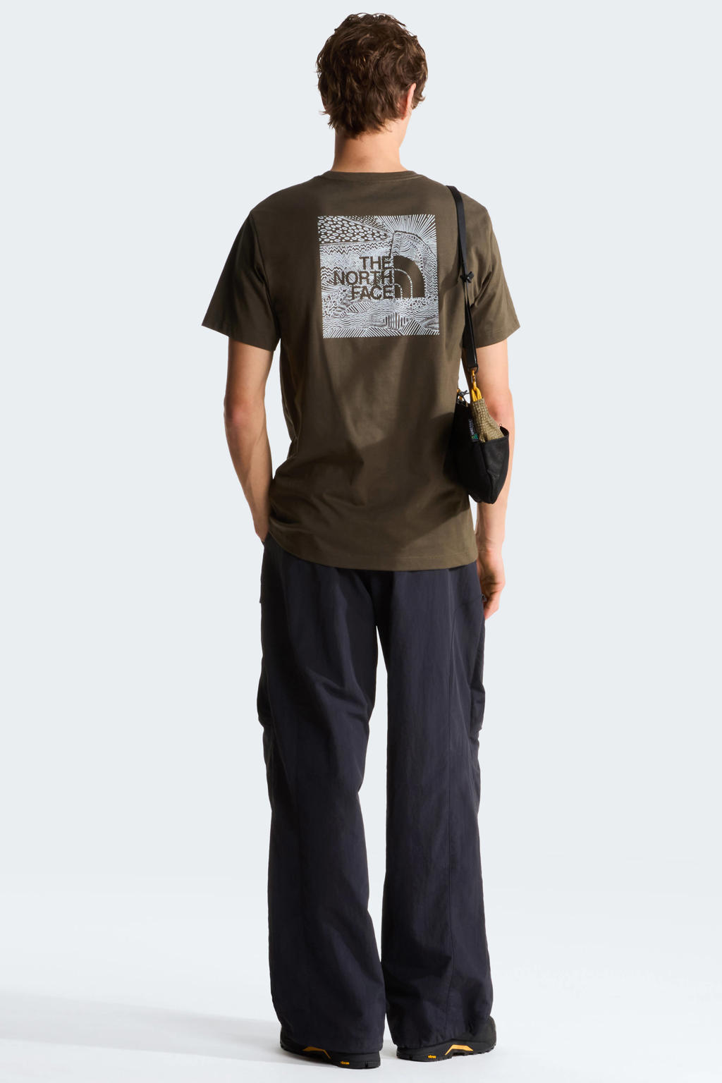 Donkergroene heren The North Face T-shirt Box van katoen met backprint, korte mouwen en ronde hals