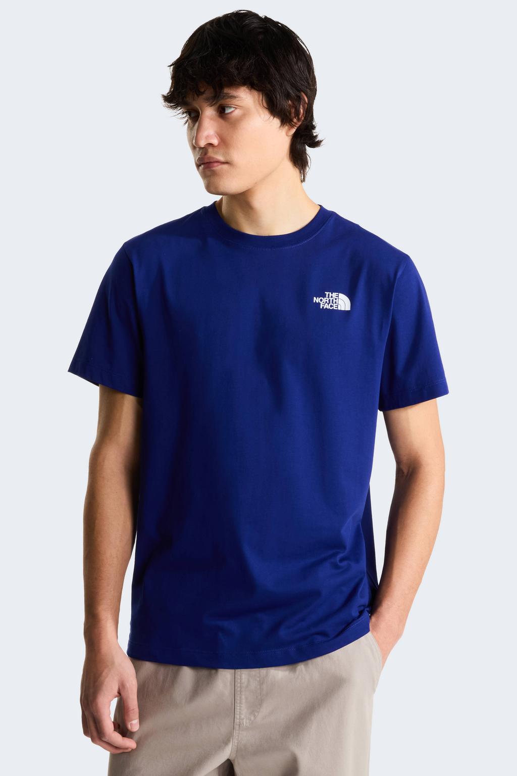 Blauwe heren The North Face Evolution NSE T-shirt van katoen met effen, korte mouwen en ronde hals