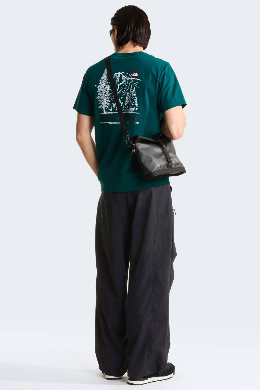 Petrolkleurige heren The North Face regular fit T-shirt van katoen met korte mouwen en ronde hals