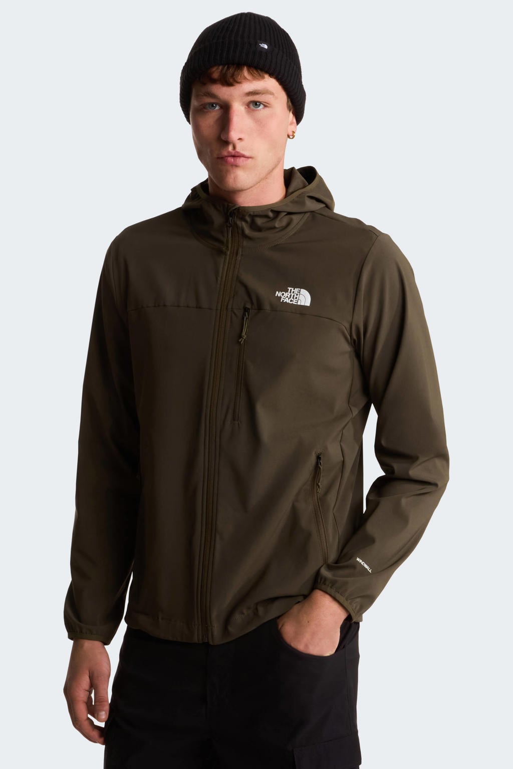 Taupe heren The North Face Nimble 2.0 jas met effen, lange mouwen, capuchon en ritssluiting
