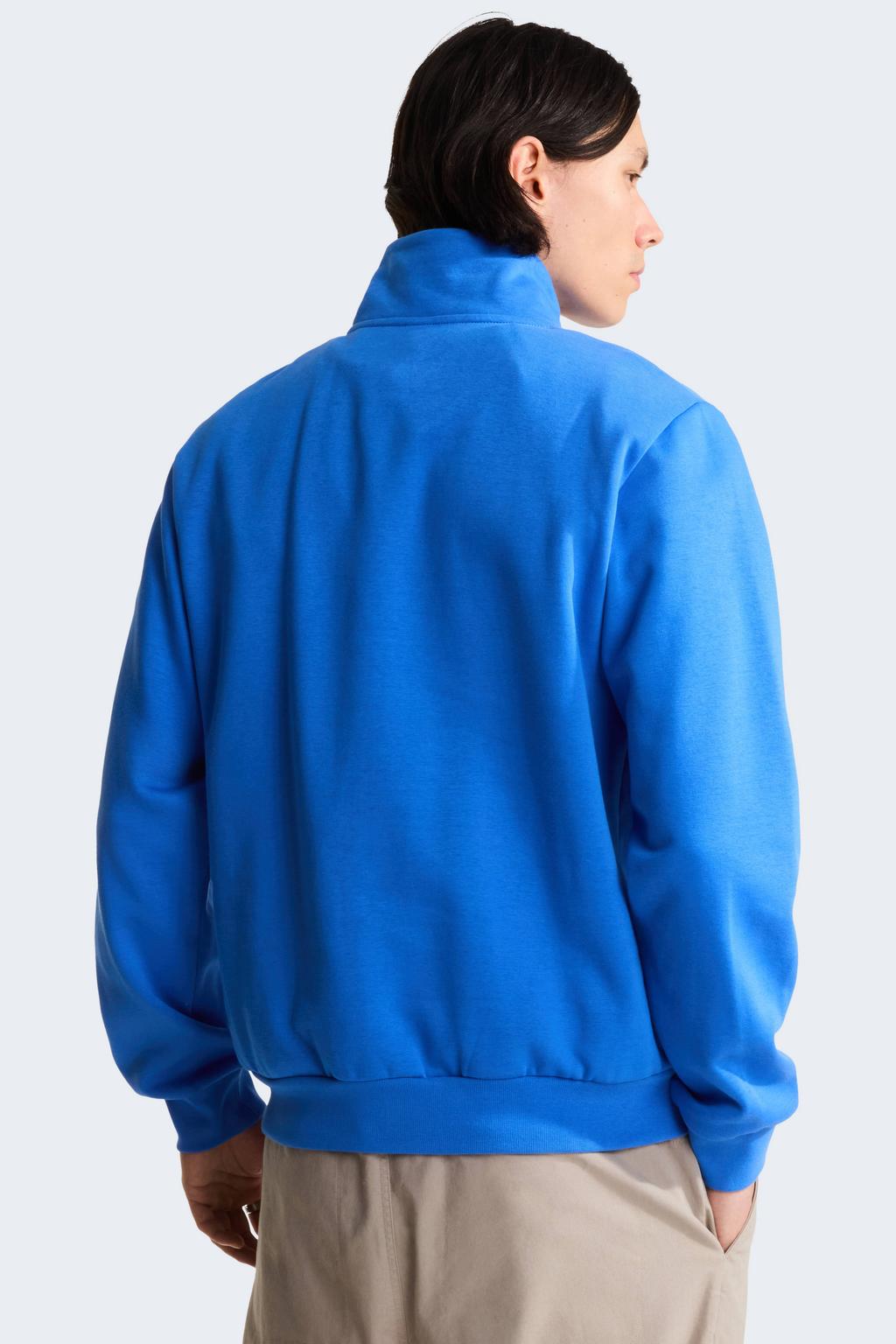 Blauwe heren The North Face fleecetrui met effen, lange mouwen en opstaande kraag