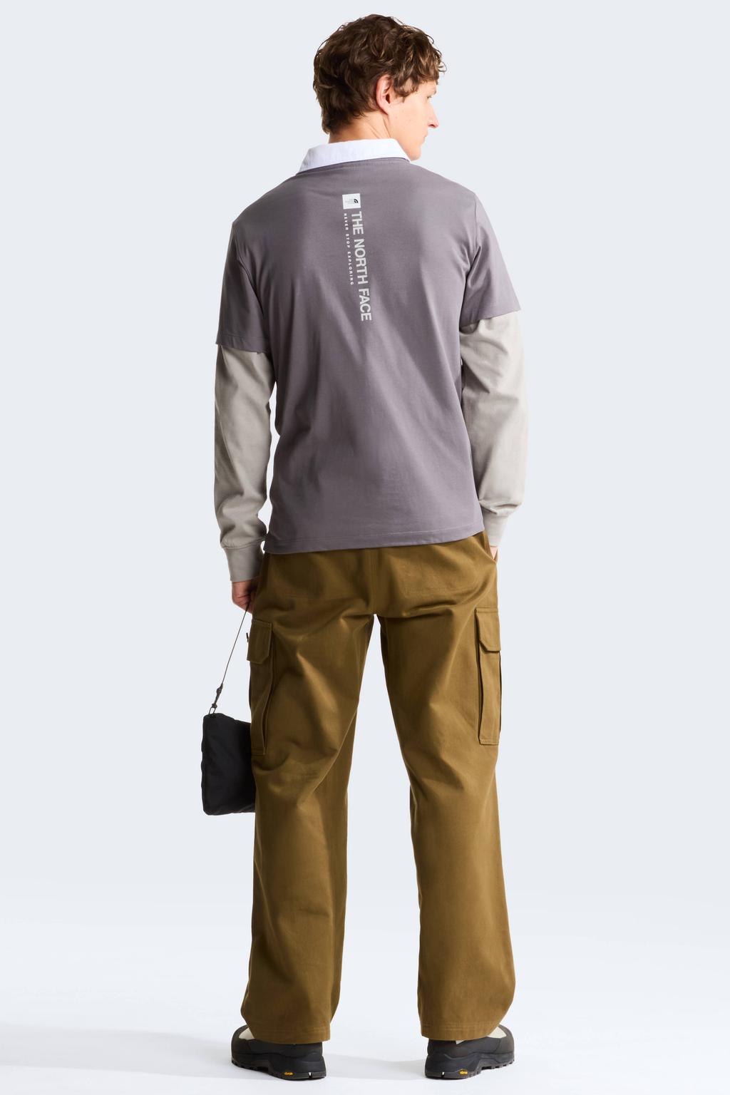 Grijze heren The North Face T-shirt van katoen met backprint, korte mouwen en ronde hals