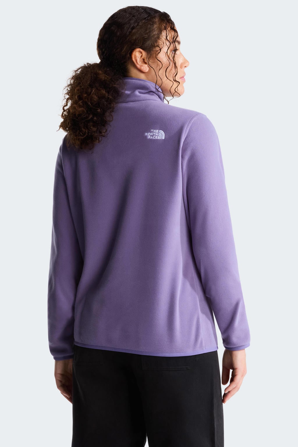 Lilakleurige dames The North Face fleecetrui met effen, lange mouwen, opstaande kraag en halve rits