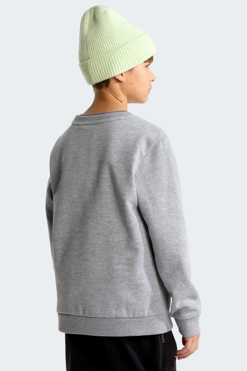 Grijs melange jongens en meisjes The North Face Evolution Simple Dome sweater met effen, lange mouwen en ronde hals