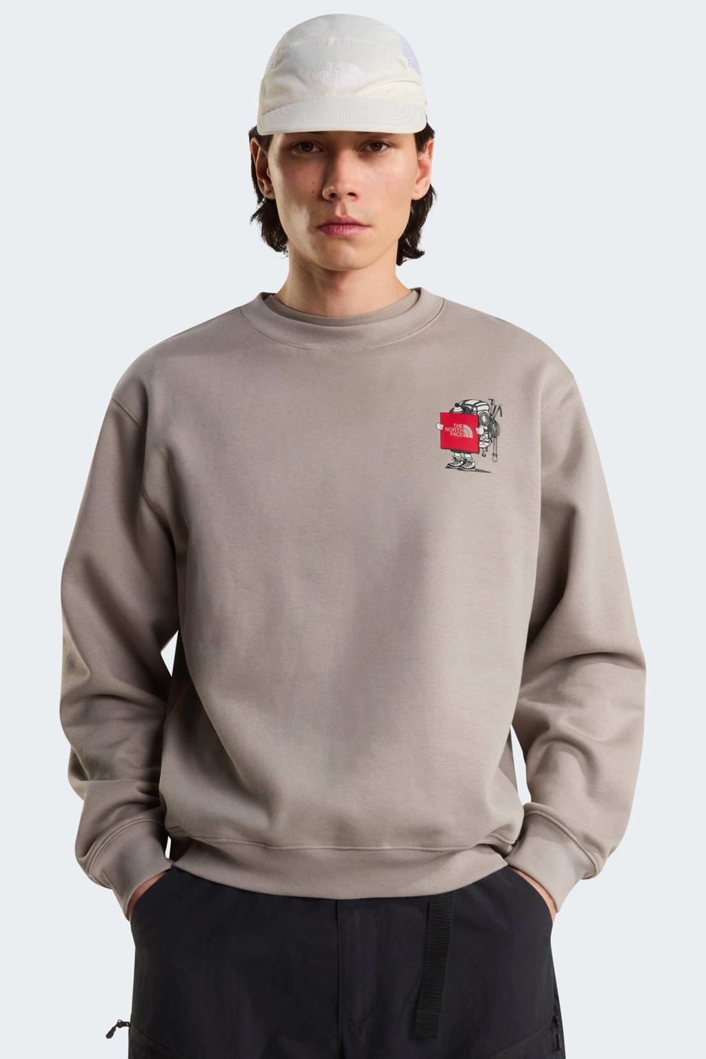Zandkleurige heren The North Face Gear p Get Out sweater met backprint, lange mouwen en ronde hals